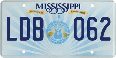 MS license plate LDB062