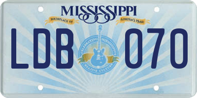 MS license plate LDB070