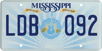 MS license plate LDB092