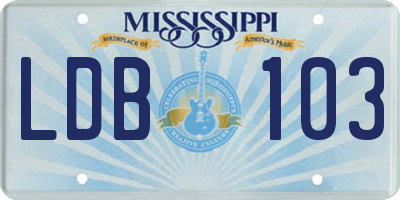 MS license plate LDB103