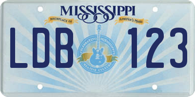 MS license plate LDB123