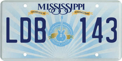 MS license plate LDB143