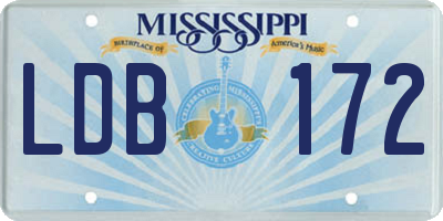 MS license plate LDB172