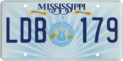 MS license plate LDB179
