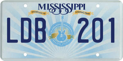 MS license plate LDB201