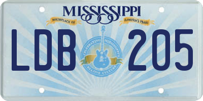 MS license plate LDB205