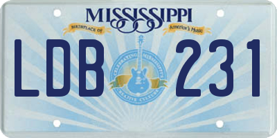MS license plate LDB231