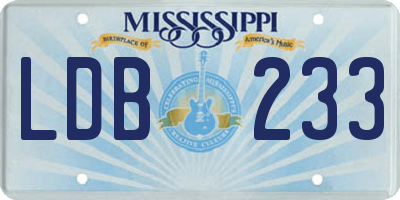 MS license plate LDB233