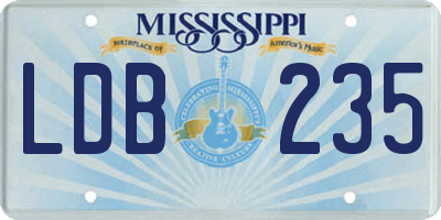 MS license plate LDB235