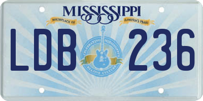 MS license plate LDB236