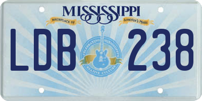 MS license plate LDB238