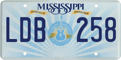 MS license plate LDB258