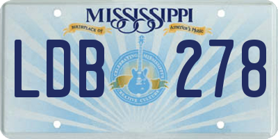 MS license plate LDB278
