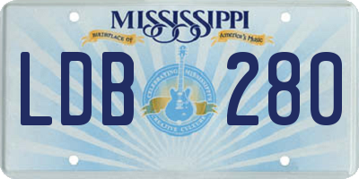 MS license plate LDB280