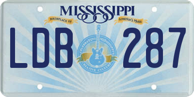 MS license plate LDB287