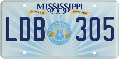 MS license plate LDB305