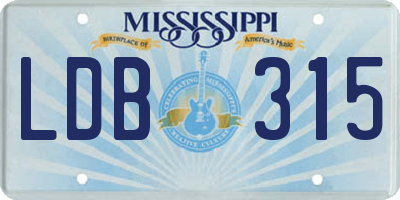 MS license plate LDB315