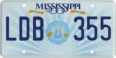MS license plate LDB355
