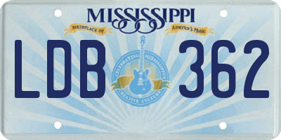 MS license plate LDB362
