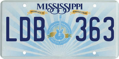 MS license plate LDB363