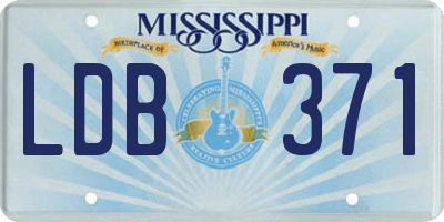 MS license plate LDB371