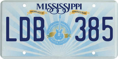 MS license plate LDB385