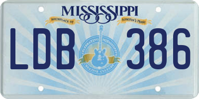 MS license plate LDB386