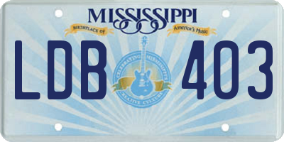 MS license plate LDB403