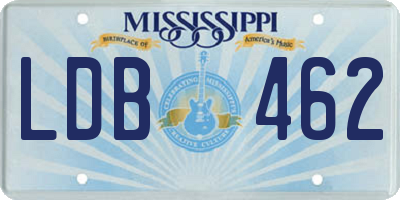 MS license plate LDB462