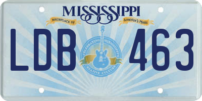 MS license plate LDB463