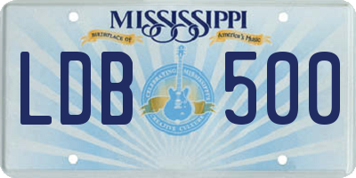MS license plate LDB500