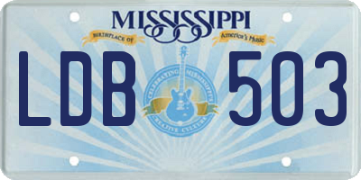 MS license plate LDB503