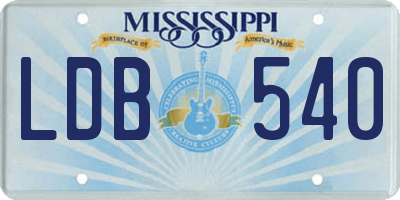 MS license plate LDB540