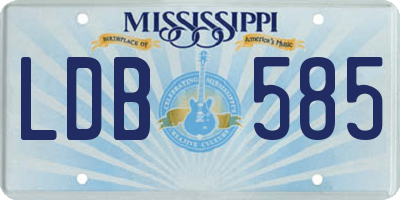 MS license plate LDB585