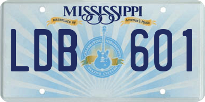 MS license plate LDB601