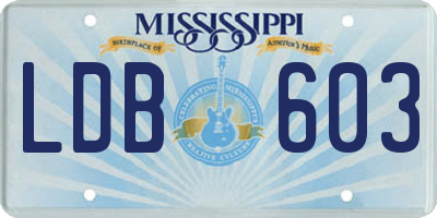 MS license plate LDB603