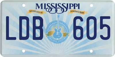 MS license plate LDB605