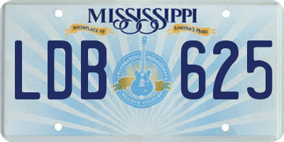 MS license plate LDB625