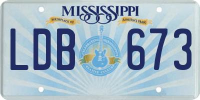 MS license plate LDB673