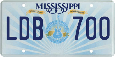 MS license plate LDB700