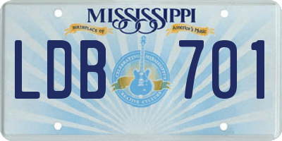 MS license plate LDB701