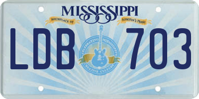 MS license plate LDB703