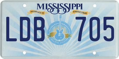 MS license plate LDB705