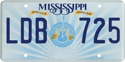 MS license plate LDB725