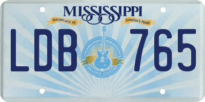 MS license plate LDB765