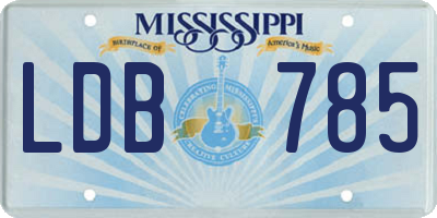 MS license plate LDB785