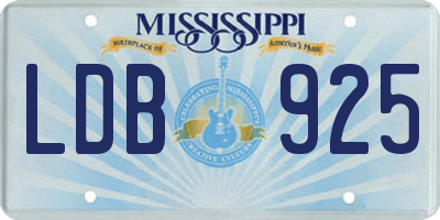 MS license plate LDB925