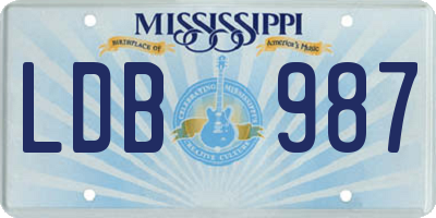 MS license plate LDB987