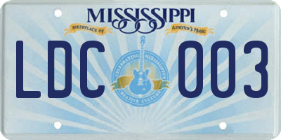 MS license plate LDC003