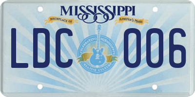 MS license plate LDC006